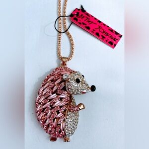 Betsey Johnson Pink Hedgehog Necklace